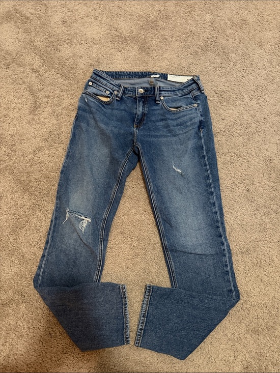 rag & bone Denim - rag & bone Women's Distressed Dark Blue Skinny Jeans